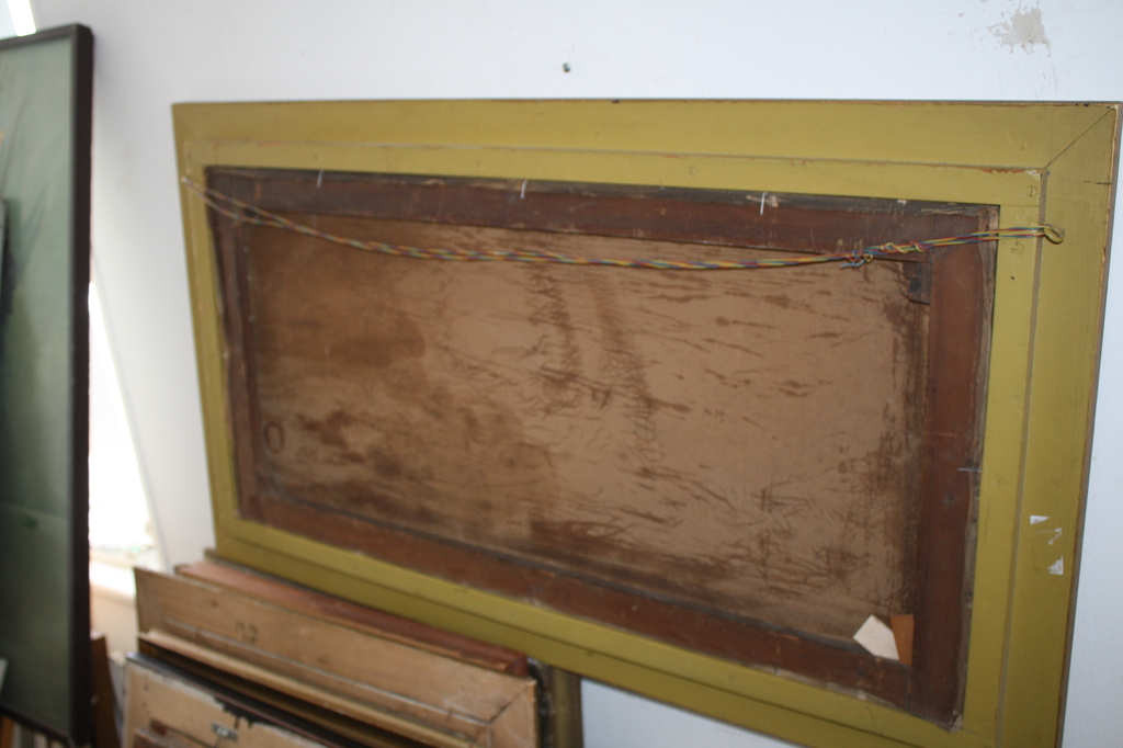 ZEER FRAAI OLIEVERF -  VISSER IN DE POLDER bij AVONDLICHT van KOUW grootformaat kopen? Bied vanaf 1!