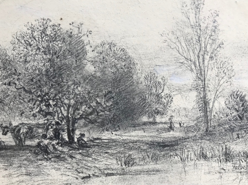Charles Damour: tekening, landschap kopen? Bied vanaf 150!