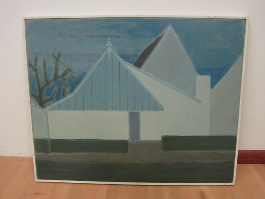 Dick Zwier (1915-1993) olieverf "Huisjes Noord Holland" 1987 kopen? Bied vanaf 1!