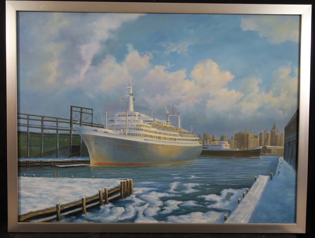 Onbekend kunstenaar: Acryl op doek, De Rotterdam - Ingelijst kopen? Bied vanaf 1!