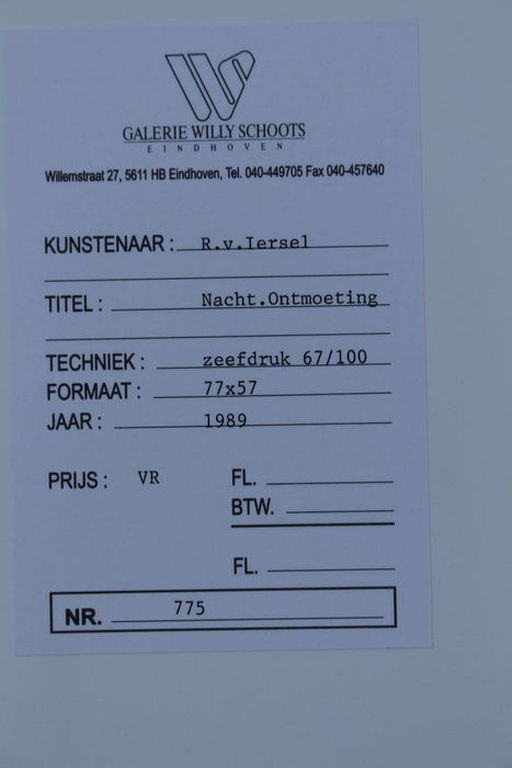 Rik van Iersel - handsigneerde lithografie - 67/100 ex - Nachtelijke ontmoeting kopen? Bied vanaf 50!