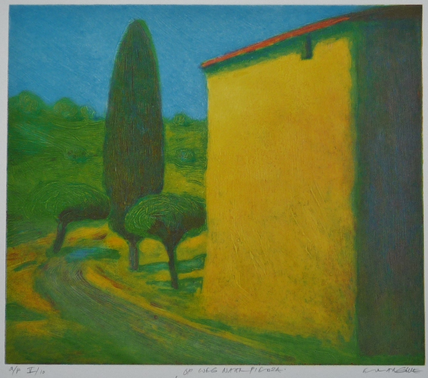 Elmar Gille, Reliefdiepdruk, Op weg naar Pienza, verkocht voor € 49!