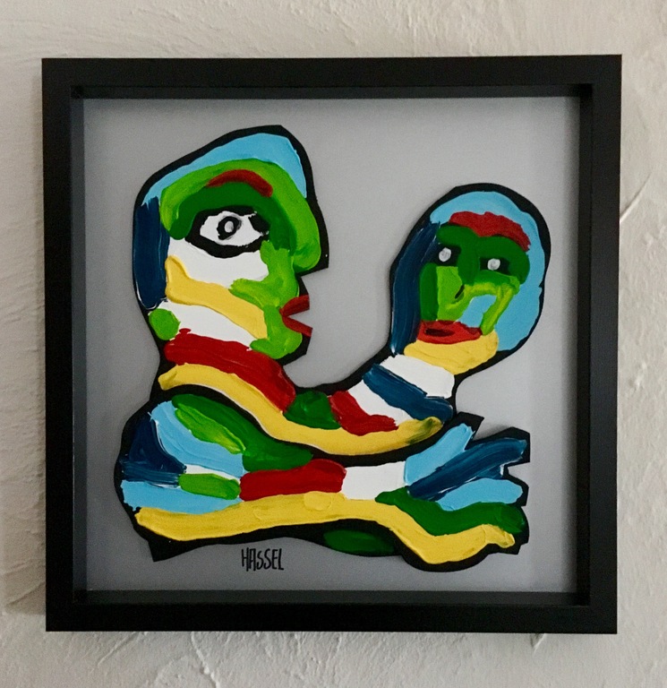 AD VAN HASSEL, 'Moeder en Kind' - schilderij: acrylverf op MDF (incl. lijst) kopen? Bied vanaf 1!