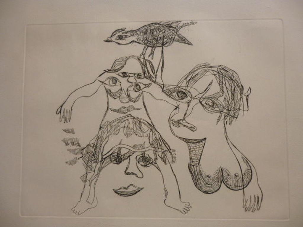 Lotti van der Gaag (CoBrA - verwante) : Grote, karakteristieke ets ( Z.T.) verkocht voor € 250!