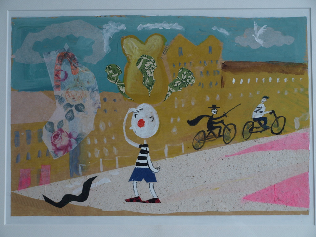 Daan Remmerts de Vries: Acryl en collage , Het leven is raar – Ingelijst -1997 kopen? Bied vanaf 1!