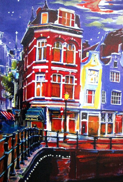 Elena Polyakova:   Nacht in Amsterdam, Gemengde techniek kopen? Bied vanaf 80!