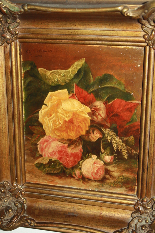 ANTIEK ROZEN SCHILDERIJ 1872 van TOLLENAAR kopen? Bied vanaf 199!