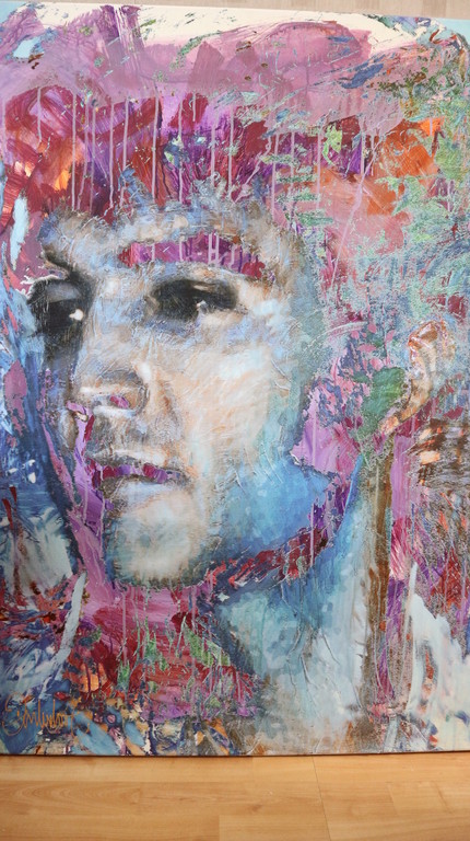 Peter Donkersloot Acryl en olieverf over print op linnen - Elvis Presley kopen? Bied vanaf 395!