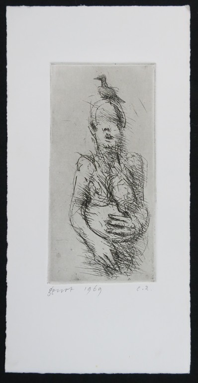 Geurt van Dijk: Ets, Vogel-vrouw kopen? Bied vanaf 1!