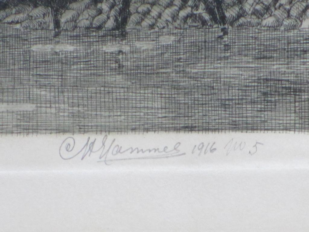 Chris Hammes, Boerderij aan het water, Ets 1916 kopen? Bied vanaf 40!