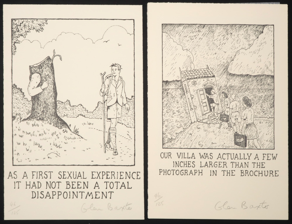 Glen Baxter: Portfolio met 4 Litho's, Colonel Baxter arrives in Haarlem kopen? Bied vanaf 70!