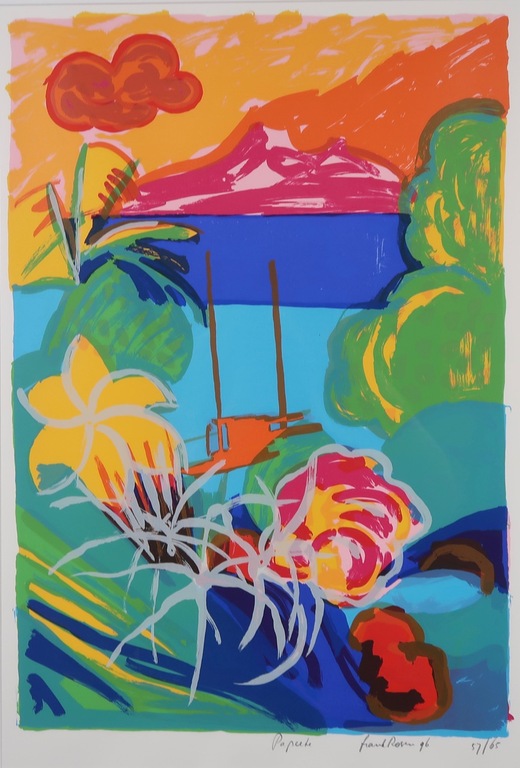 Frank Rosen: Zeefdruk, Papeete - Ingelijst kopen? Bied vanaf 20!