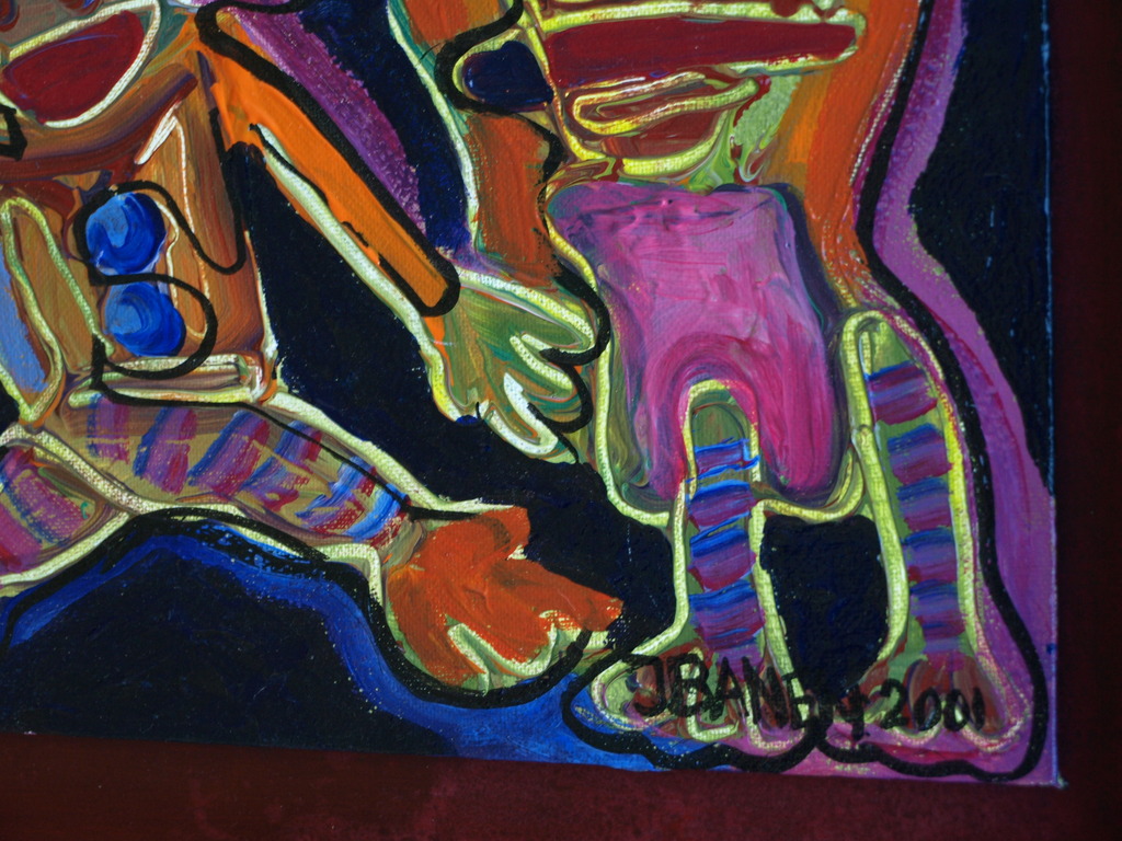 Jasper Banen (1962) : olieverf op board – Vrolijk – gesigneerd & ingelijst –2001 kopen? Bied vanaf 65!