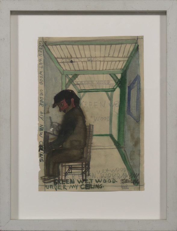 Armen Eloyan: Aquarel en potlood,Green wet wood under my new ceiling - Ingelijst kopen? Bied vanaf 250!