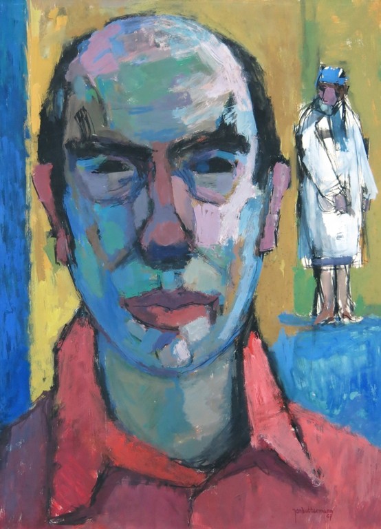 Jan Battermann: Gouache, Zelfportret van de schilder en zijn vrouw verkocht voor € 140!