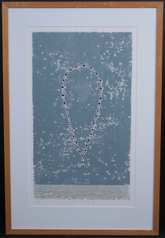 Bert Vredegoor: Zeefdruk, Rest a while -Ingelijst kopen? Bied vanaf 20!