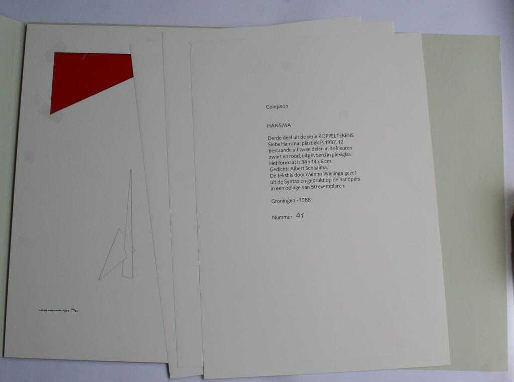 Siebe Hansma (1949) & Albert Schaalma - plastiek p.1987.12 met gedicht – 1988 kopen? Bied vanaf 60!