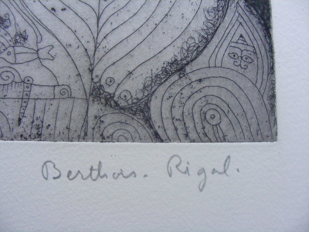 Bernard Berthois-Rigal, "Rives du Bustrophedon", grote gesigneerde ets/aquatint. kopen? Bied vanaf 200!