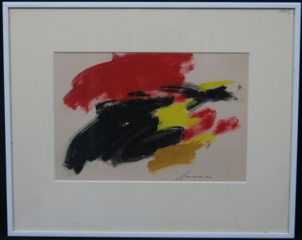 Eugene Brands: Acryl, Abstracte Compositie -Ingelijst kopen? Bied vanaf 700!