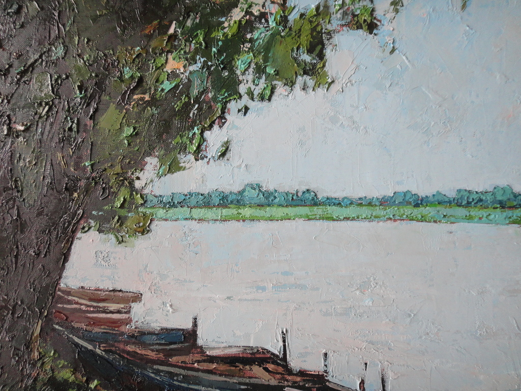 Pieter Vierhout, olieverf op doek, bootjes aan rivierbedding (toegeschreven aan) kopen? Bied vanaf 1!