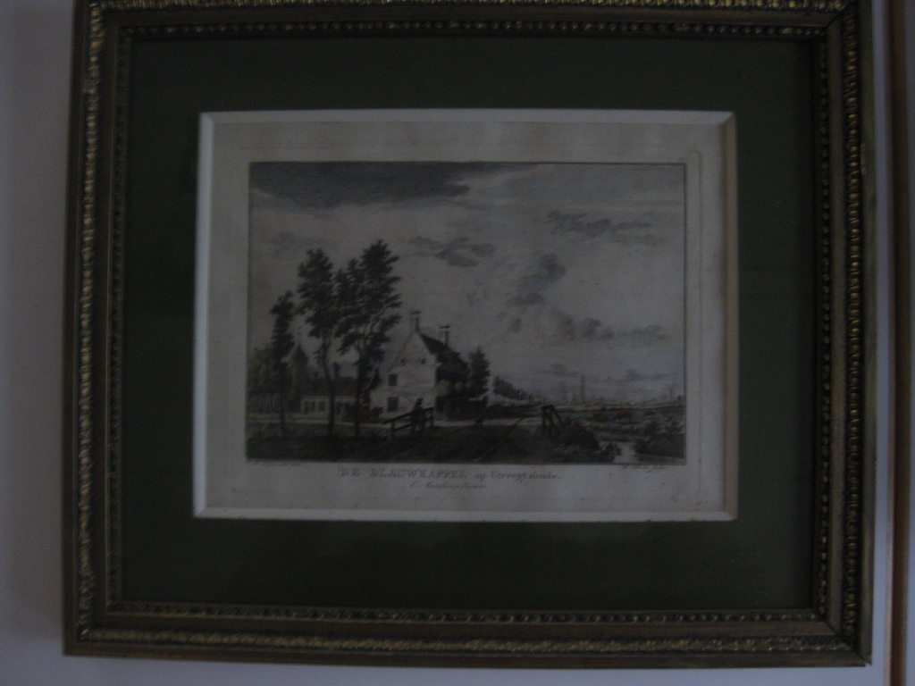 Handgekleurde kopergravure uit 1766 - De Blauwkappel op Utreegt siende - Willem (W) Writs - naar een tekening van J. de Beyer kopen? Bied vanaf 1!
