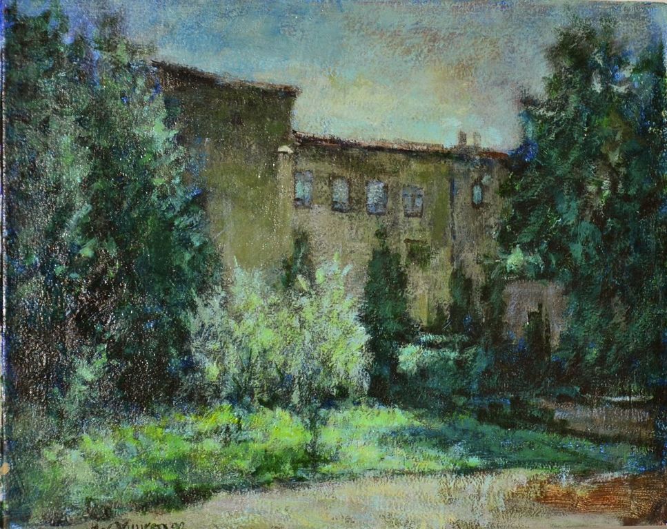 Hans van Vuuren: Olieverfschilderij. Zicht op dorp verkocht voor € 50!
