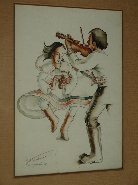 Ger Tamboer (1917-1982) : Tekening – Dansen – gesigneerd & ingelijst - 1941 kopen? Bied vanaf 1!