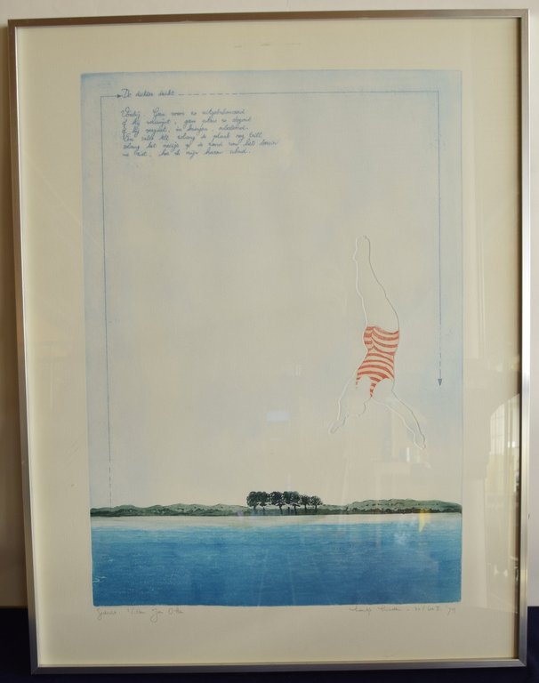 Leentje Linders - Ets en aquatint op papier - De dichter duikt kopen? Bied vanaf 10!