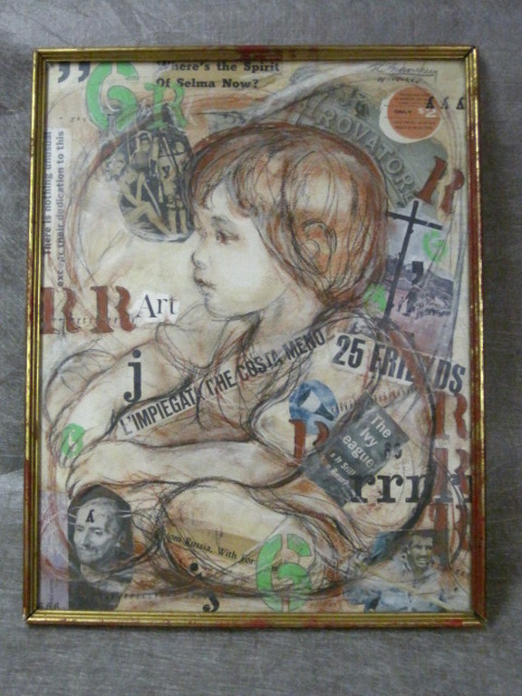 Sheldon Schoneberg 1926-2012 gemengde techn. collage "25 friends" handgesigneerd verkocht voor € 45!