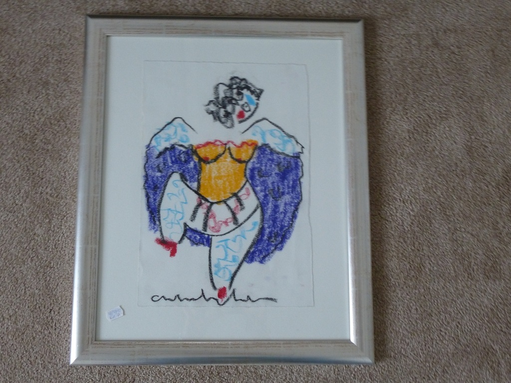 Anton Heyboer, krijttekening:Can Can Danseres, handgesign. verkocht voor € 275!