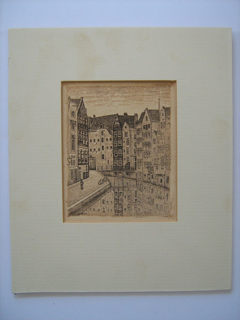 Sal Meijer (1877 - 1965) Amsterdam, Oudezijds Achterburgwal circa 1910 verkocht voor € 80!