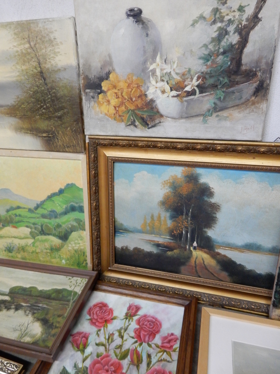 Oude en antieke olieverfschilderijen - lot van 21 stuks - Landschap kopen? Bied vanaf 1!