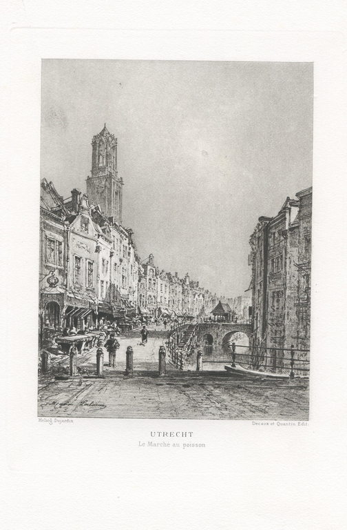 Maxime Lalanne 1881 "Utrecht - Gezicht op de Vismarkt" - Perfecte staat kopen? Bied vanaf 25!