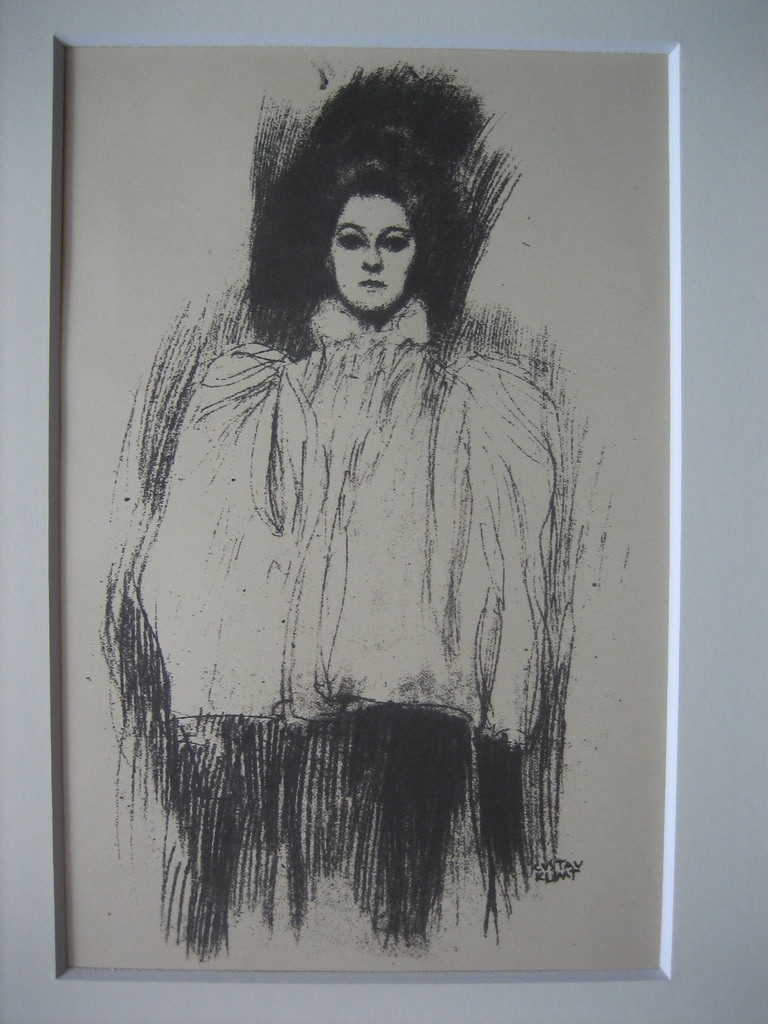 Gustav Klimt - "Stehende Dame mit Cape" - Litho - Gustav Glück Edition 1922 verkocht voor € 120!