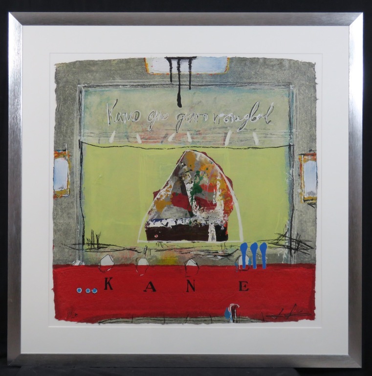 Kantcho Kanev: Zeefdruk en collage, Zonder titel - Ingelijst (Groot) verkocht voor € 160!