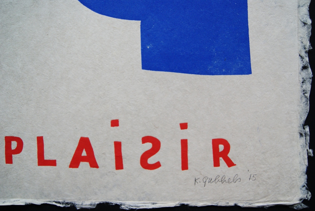 Klaas Gubbels grote houtdruk 'Avec Plaisir' - 2015 - oplage X. kopen? Bied vanaf 575!