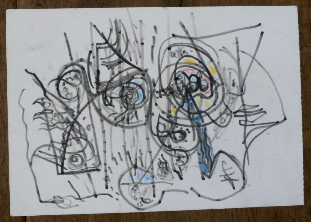 Theo Wolvecamp - 2 tekeningen op 1 blad kopen? Bied vanaf 195!