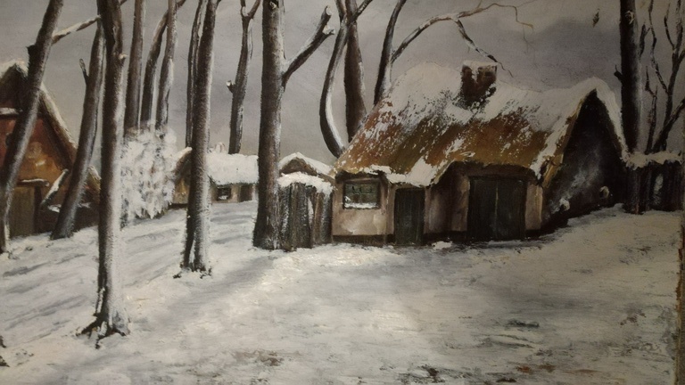 Onbekend kunstenaar, Olieverf op doek, Winterlandschap kopen? Bied vanaf 1!