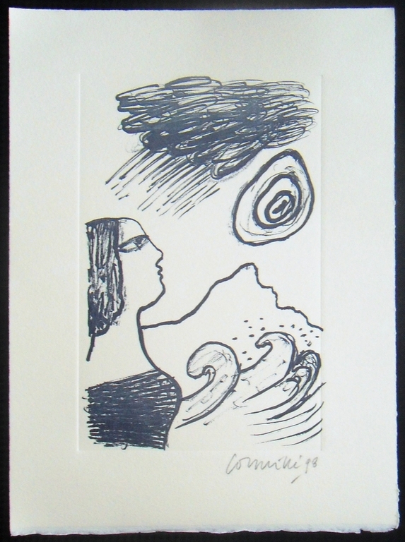 Corneille: vrouw en zee (mooie ets in blauw)  kopen? Bied vanaf 1!