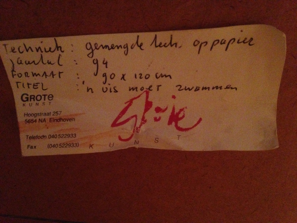 Lex Grote, schilderij, 'n Vis moet zwemmen kopen? Bied vanaf 100!