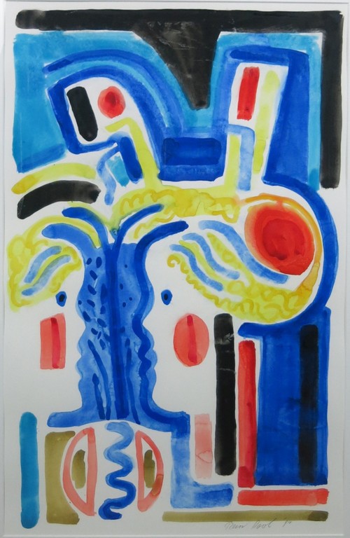 Rein Dool: Aquarel, Zonder titel - Ingelijst (Groot) verkocht voor € 220!