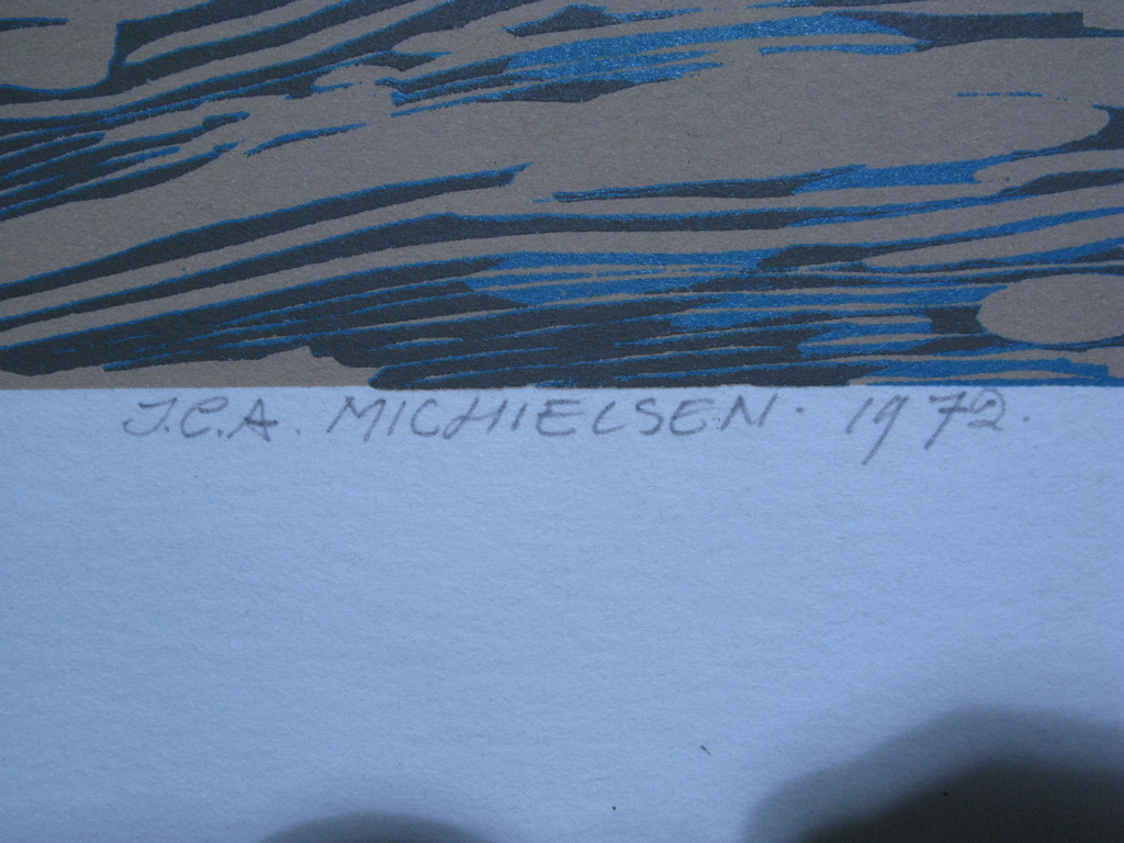 Jan C.A.Michielsen, Scheepswerf, Linoleum druk, gesigneerd, gedateerd. kopen? Bied vanaf 1!