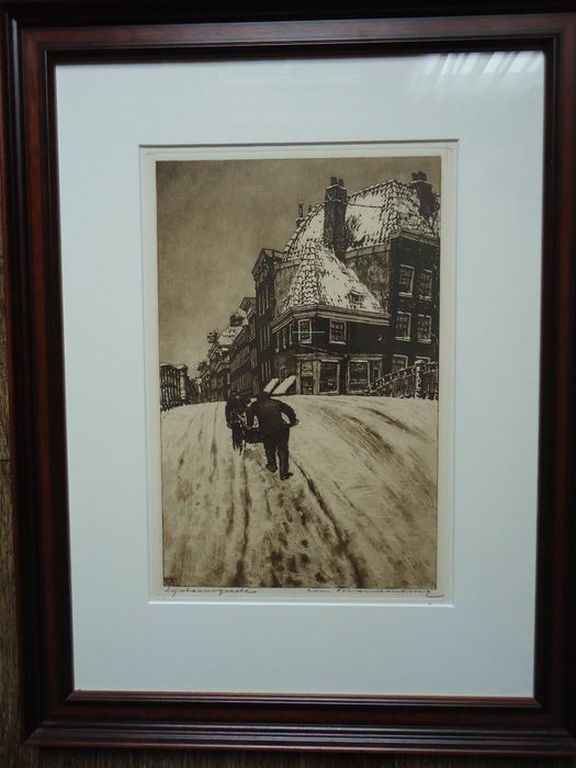 Cornelis Brandenburg ( 1884 - 1954 ) - ets - Lijnbaansgracht.  kopen? Bied vanaf 1!