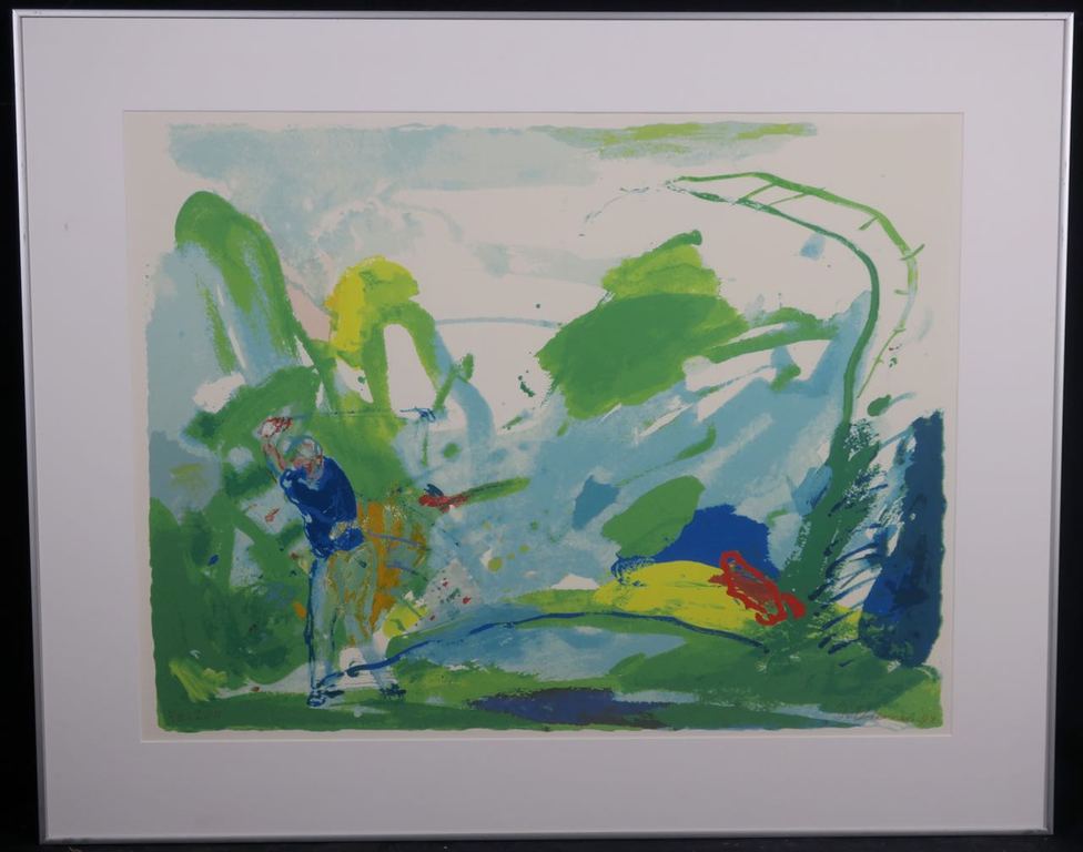 Jan van Diemen: Zeefdruk, Golfer - Ingelijst (groot) kopen? Bied vanaf 40!