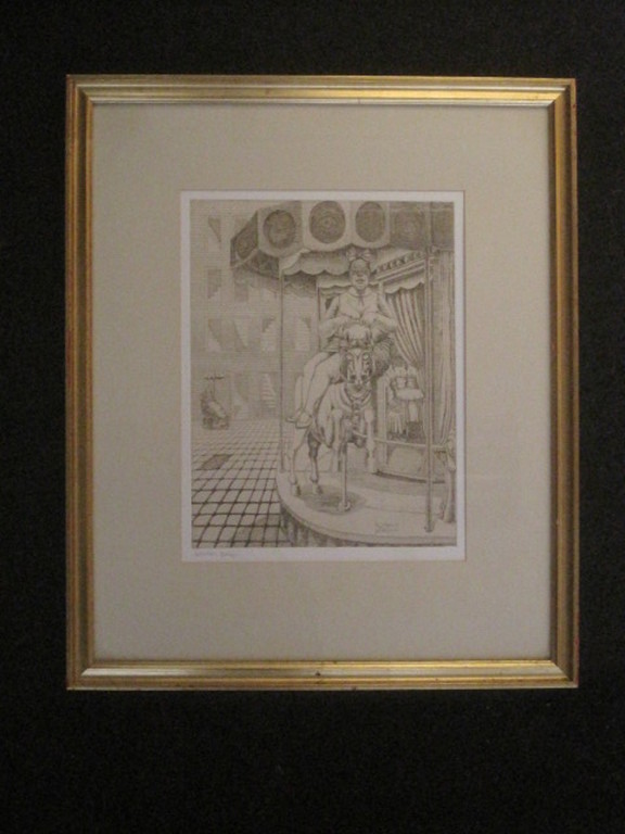 Herman Gordijn (1936-) eigen druk ets 1969 "draaimolen" handgesigneerd kopen? Bied vanaf 1!