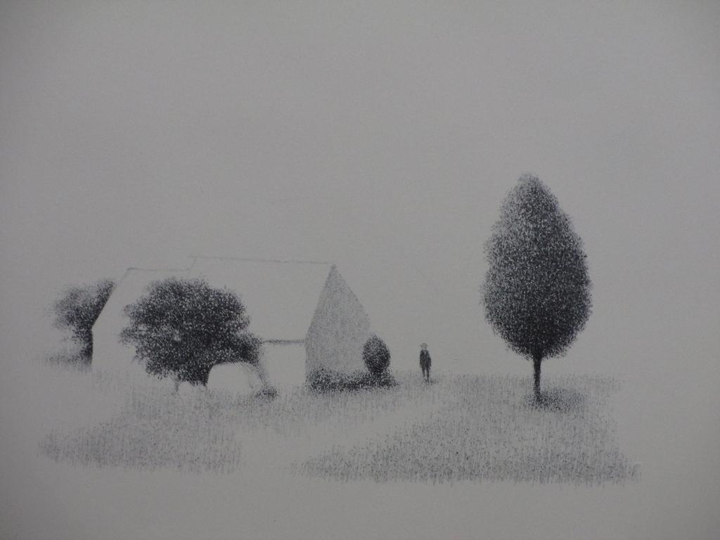 Metten Koornstra, Figuur in surrealistisch landschap. Litho kopen? Bied vanaf 1!