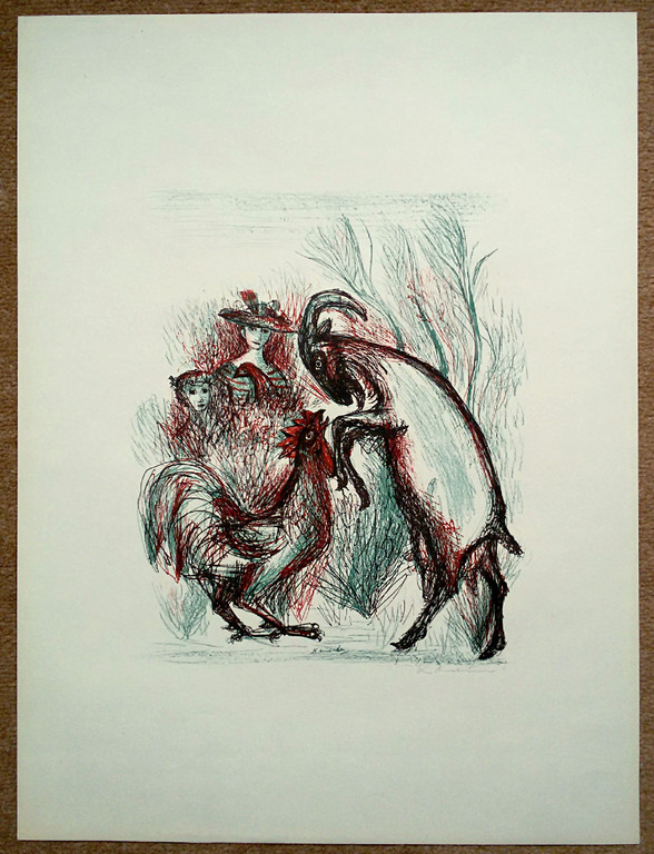 Kees Andrea - Haan en geit, handgesigneerde litho kopen? Bied vanaf 1!
