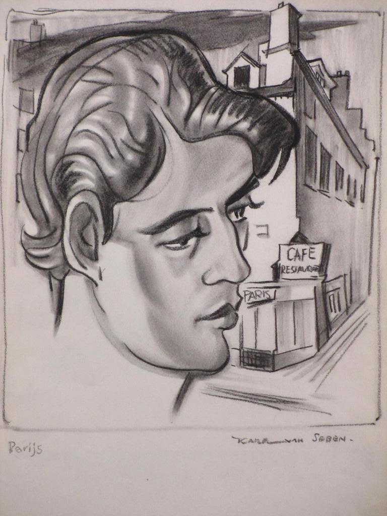 Karel van Seben, Portret in Parijs, Tekening verkocht voor € 55!