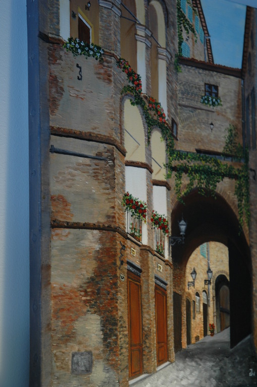 Doorkijkje Straatje in Sienna Italie (olieverf) kopen? Bied vanaf 1!