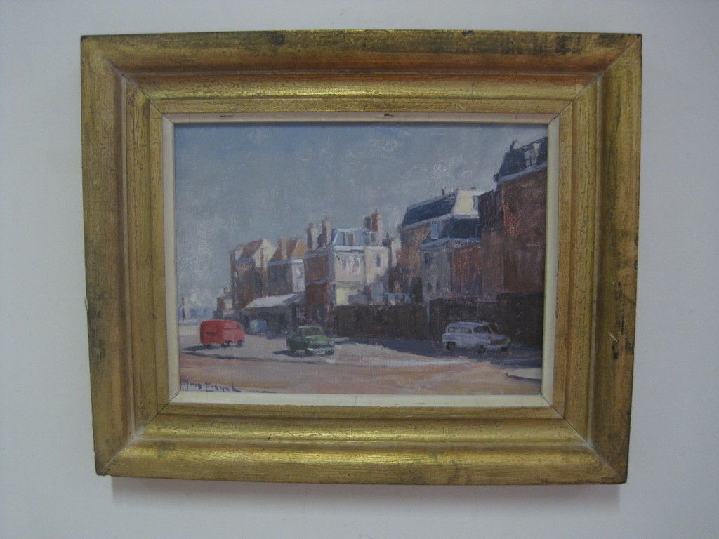 Jan Engel - olieverf - "Amsterdam Prins Hendrikkade" - verstild realisme gesgrd verkocht voor € 131!